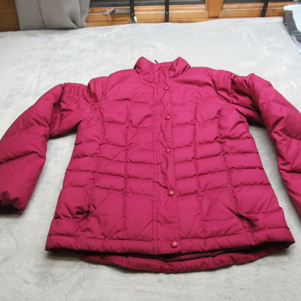 LL Bean Down Jacket Women Small Purple Insulated Quilted Puffer‎ Full Zip Thick